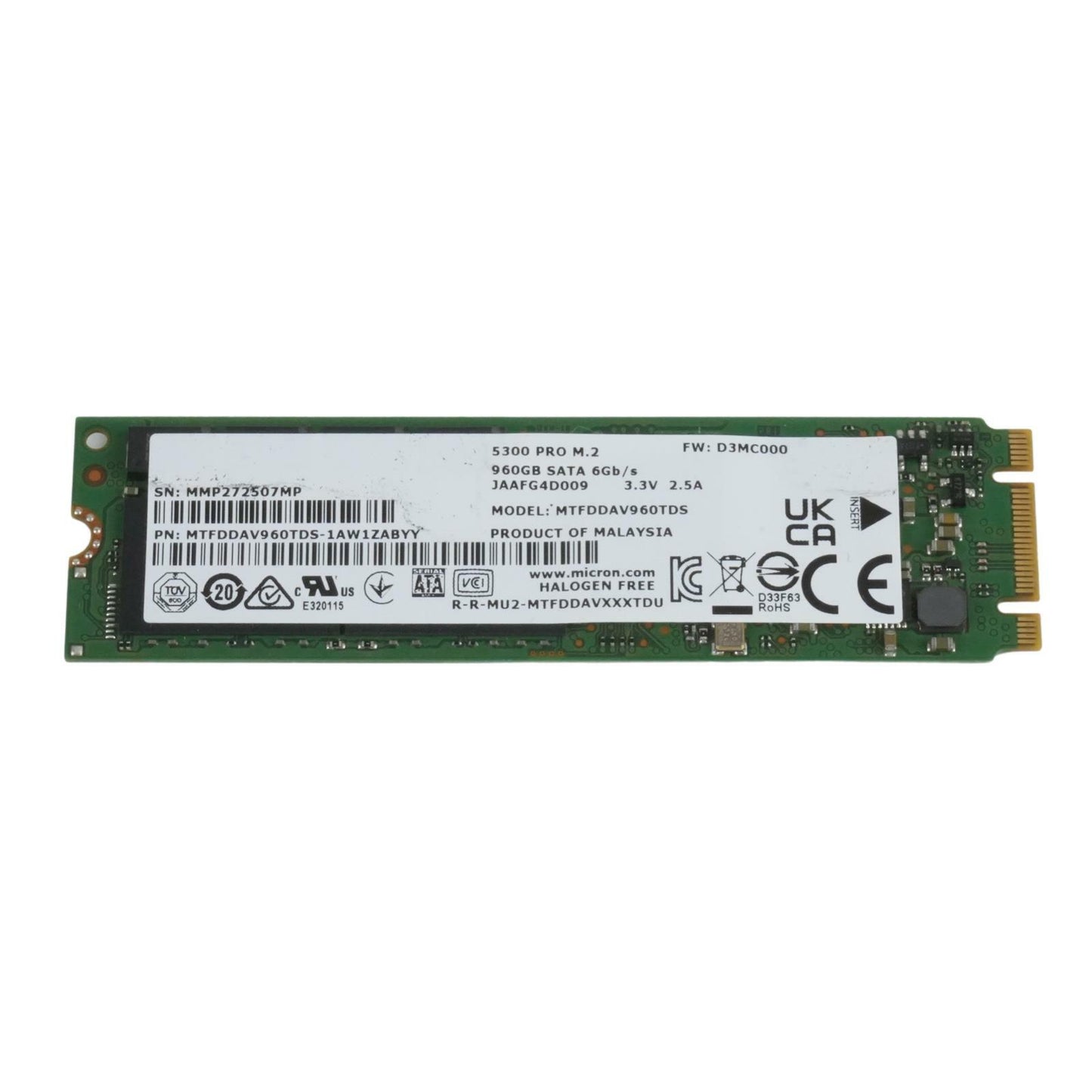 Micron 5300 PRO 960GB M.2 2280 SATA 6Gb/s TLC SSD MTFDDAV960TDS-1AW1ZABYY