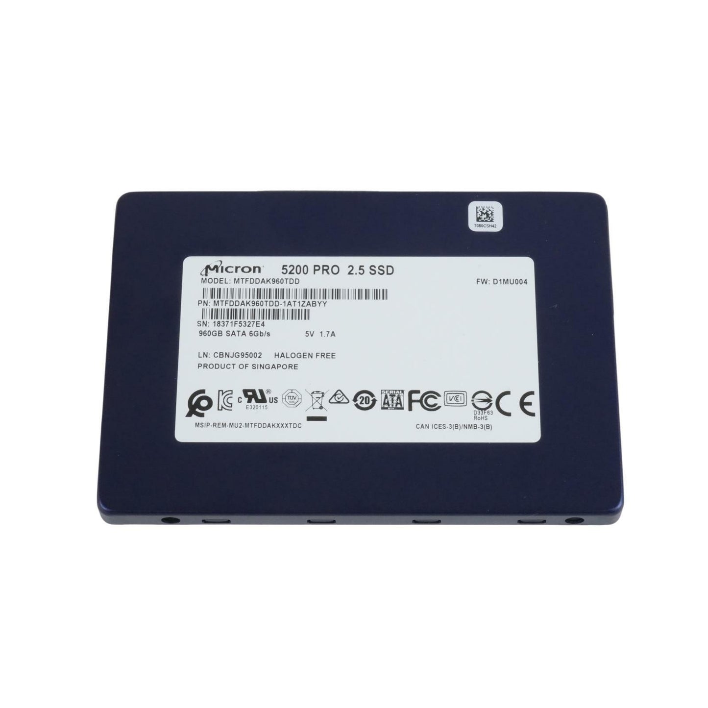 Micron 5200 Pro MTFDDAK960TDD-1AT1ZABYY 960GB TLC 2.5" SFF SATA 6Gb/s SSD 100%