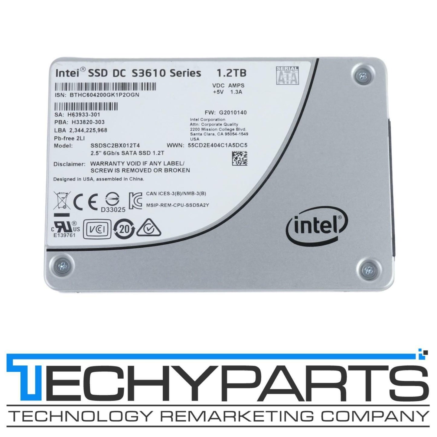 Intel DC S3610 Series 1.2TB SATA 6Gbps 2.5" Solid State Drive SSDSC2BX012T4 100%
