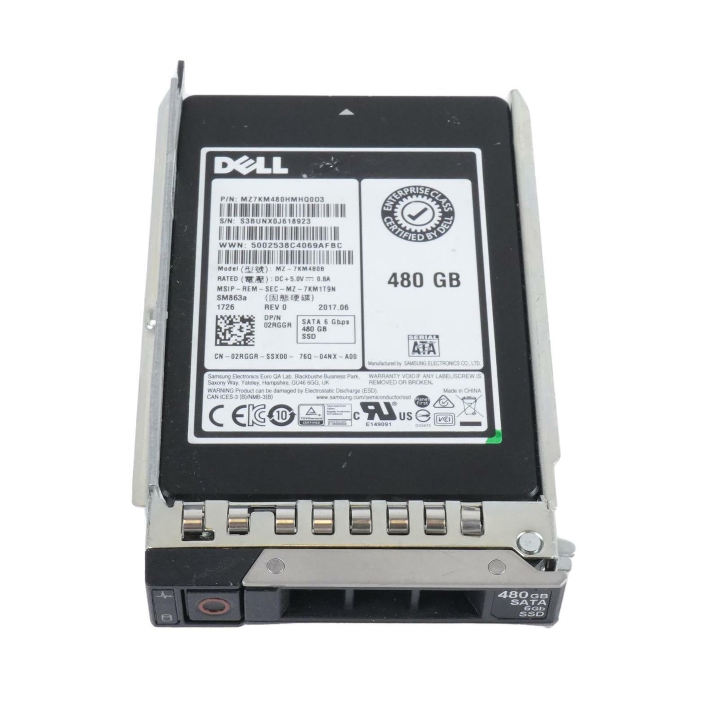 Dell 2RGGR Samsung SM863a MZ-7KM480B 480GB SSD 2.5" SATA III Solid State Drive