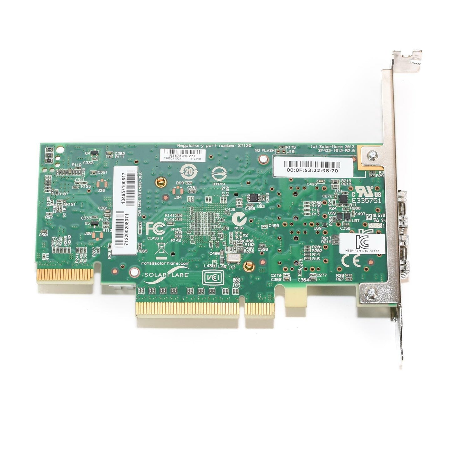 SolarFlare SFN7122F SFP+ Dual-Port 10GbE Flareon Ultra PCIe I/O Adapter NIC