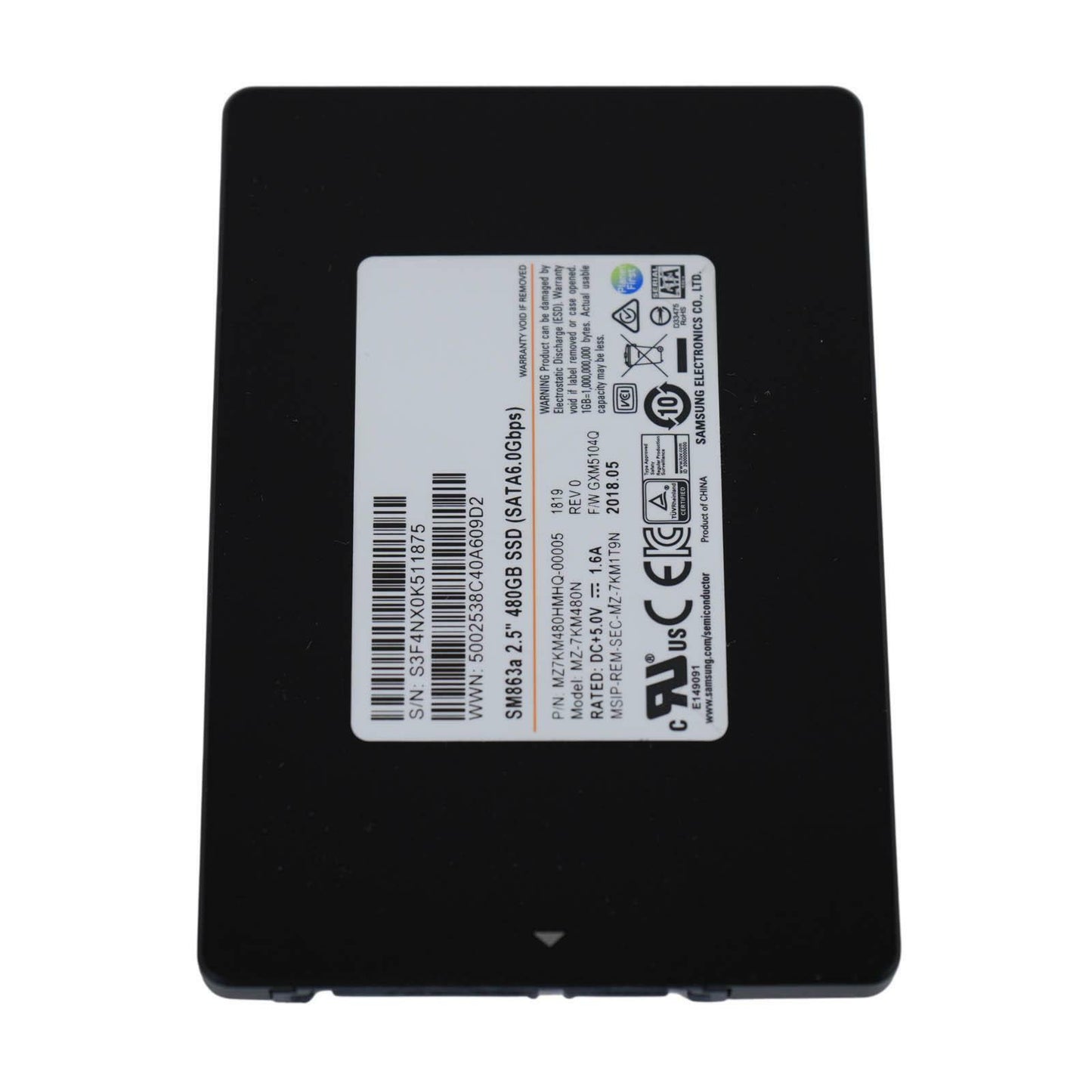 Samsung SM863a 480GB SSD 2.5" SATA III 6G MZ-7KM480N MZ7KM480HMHQ-00005
