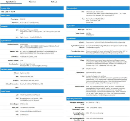 Supermicro A2SDi-4C-HLN4F Atom C3558 2.2Ghz 4-Core 16W Mini-ITX SoC Motherboard