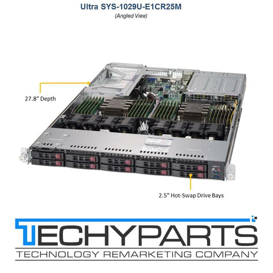 Supermicro SYS-1029U-E1CR25M X11DPU 2x Intel Xeon Gold 5120 192GB RAM 1U Server