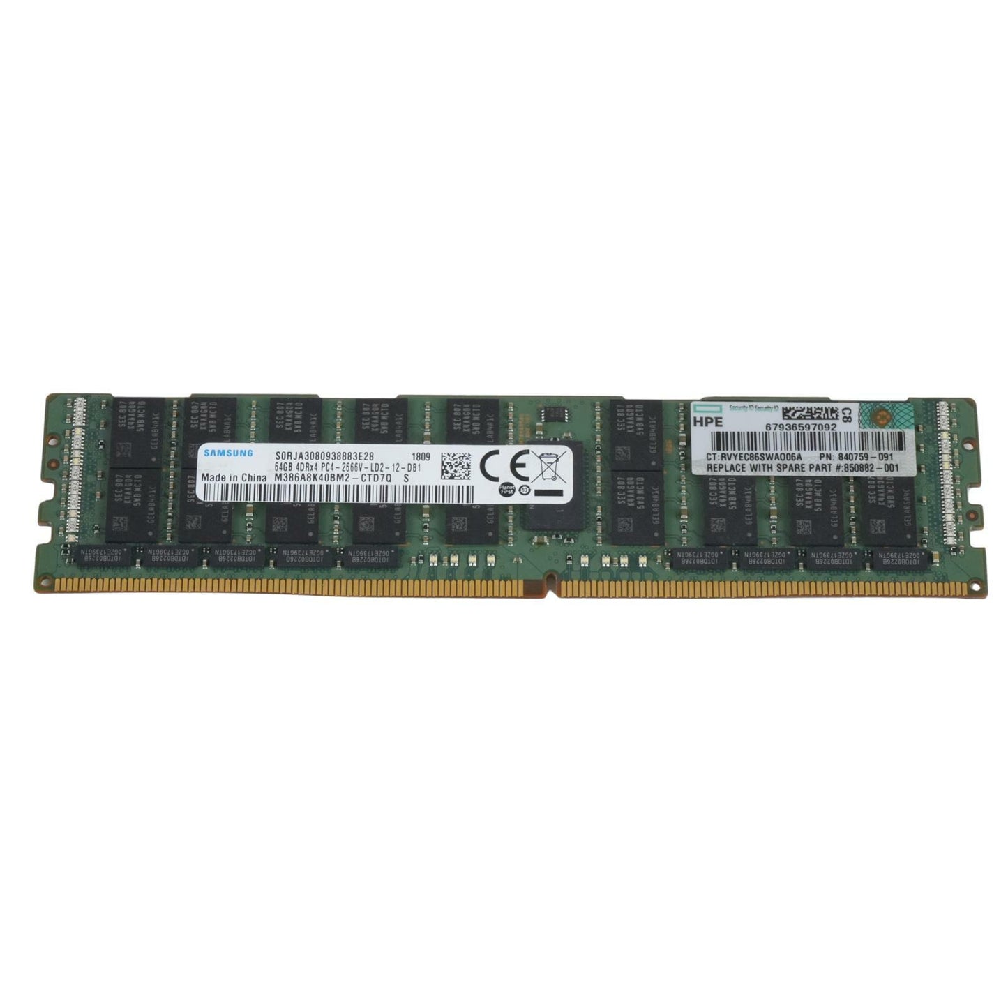 HPE 850882-001 64GB 4DRx4 DDR4 PC4-2666V-LD2 ECC LRDIMM P28223-B21 840759-091