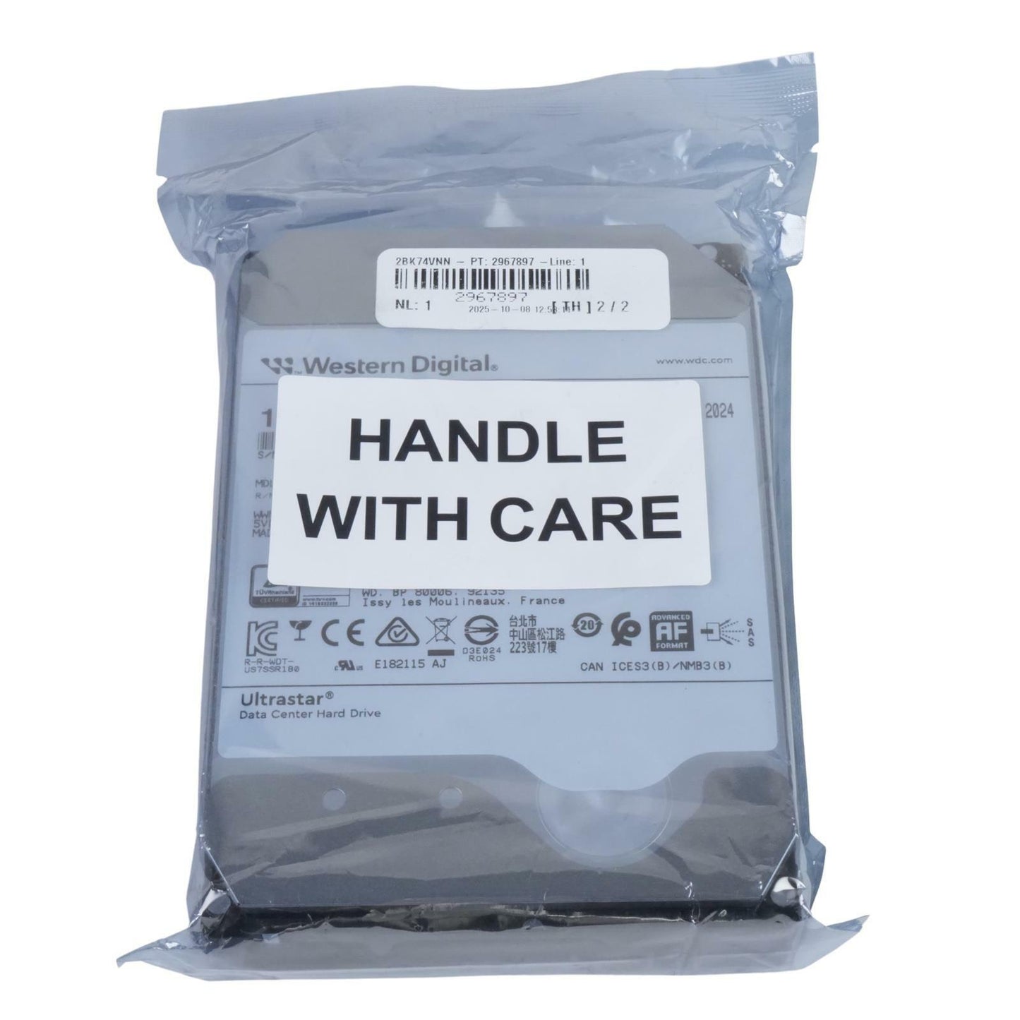 NOB WD Ultrastar DC HC550 16TB 7.2K 3.5" SAS 12G 512e 512MB HDD WUH721816AL5204