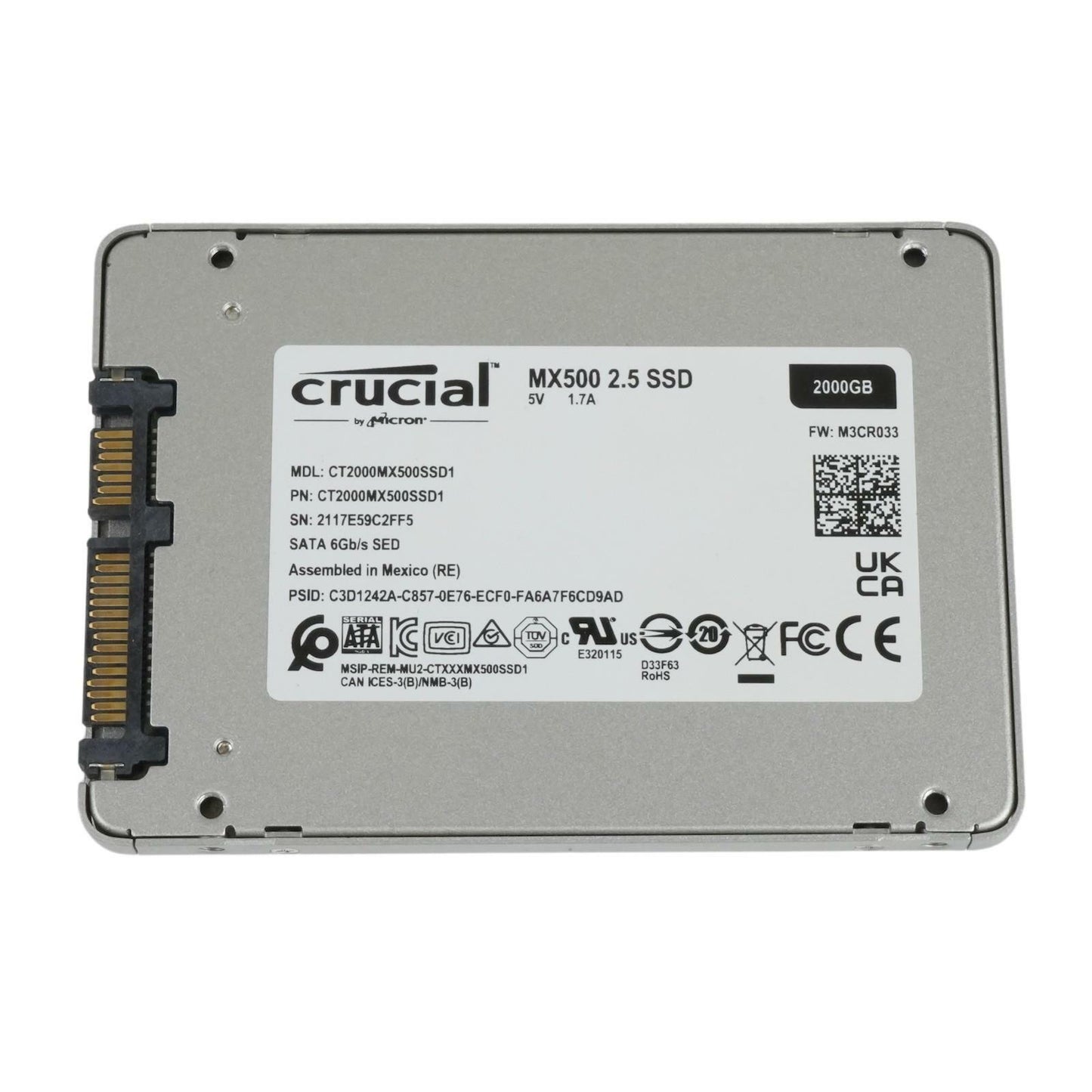 Crucial MX500 2TB 2.5" SATA III 3D TLC NAND Solid State Drive CT2000MX500SSD1