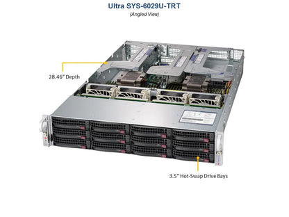 Supermicro SYS-6029U-TRT X11DPU 2 Xeon Gold 6128 3.4GHz CPUs 384GB RAM 2U Server